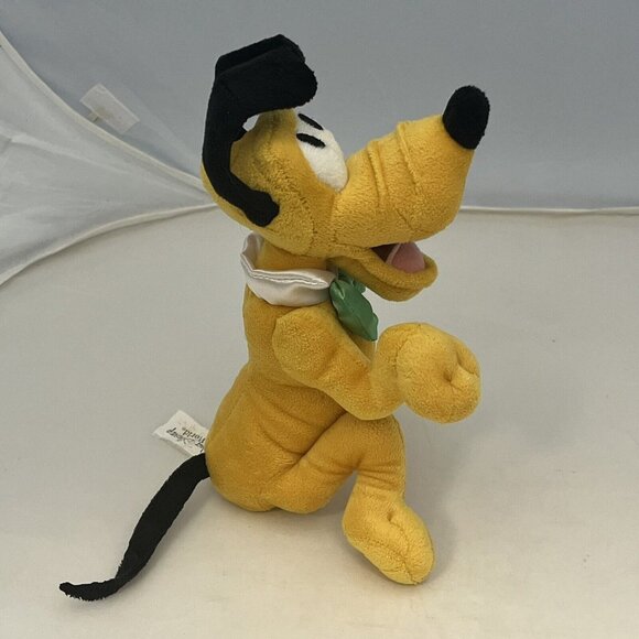 Walt Disney World Pluto Plush Stuffed Animal Green Bow Tie Castle Stamp On Paw - Picture 9 of 16